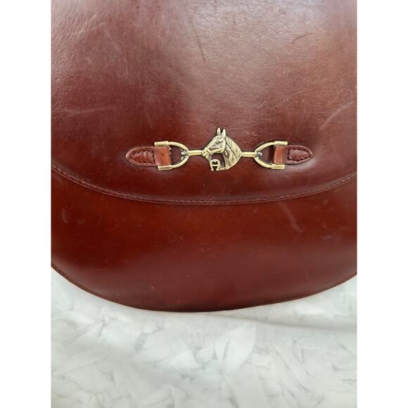 Vtg Etienne Aigner Crossbody Bag Chestnut Brown Horse bit Equestrian - Picture 4 of 10